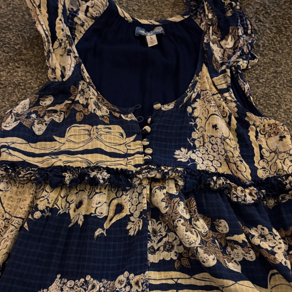 Floral Navy and Cream Dress double lined